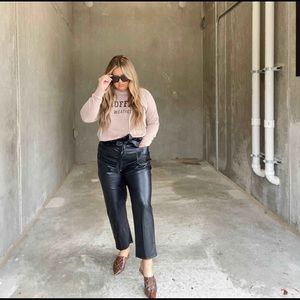 Womens ankle length paper bag trousers black size 2